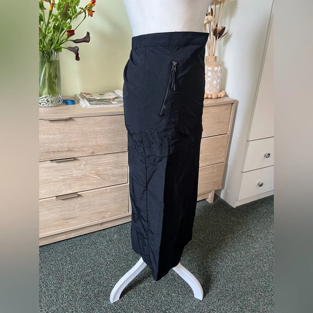 H&M Black Cargo Parachute Pocket Casual Midi Knee-Length High-Waist Modest Skirt - Picture 11 of 16